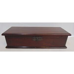 Vintage Large Wood Cigar Box Humidor Tobacco Gold Band 12.25 " x 5" x 3.25" 30's